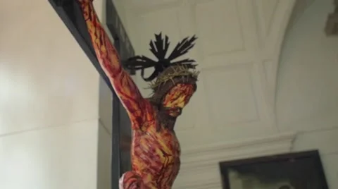Statue of the crucified Jesus Video stock 56482555