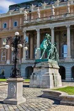 Statue of the Csikos (hungarian horse wrangler) Stock Photos