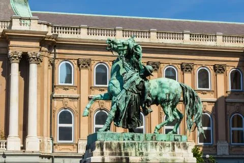 Statue of the Csikos (hungarian horse wrangler) Stock Photos