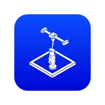 Statue d printing icon blue vector イラスト素材