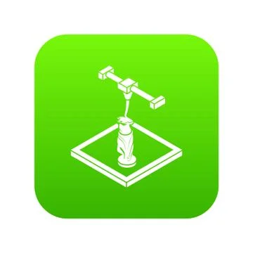 Statue d printing icon green vector Stock Illustration