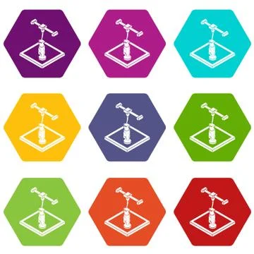 Statue d printing icons set 9 イラスト素材