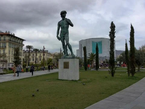 Statue David in Nice, Jardin Albert 1er Stock Photos