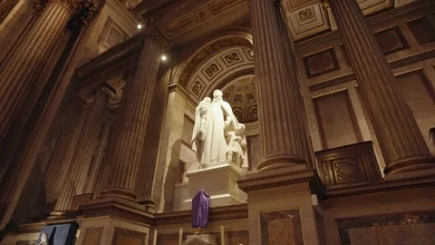 Statue de saint Vincent de Paul, La Madeleine church, Paris, France. Stock Footage 275866417