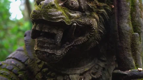 Statue of dragon and walking monkey in Bali Video stock 109558634