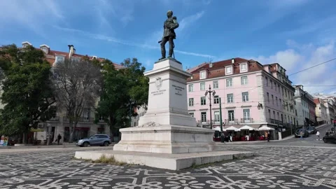 Statue of the Duke of Terceira in Lisbon Stock Footage 297410733
