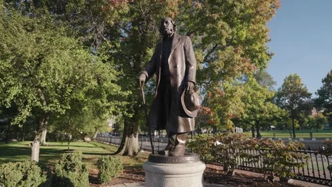 A statue Edward Everett Hale by Bela Pratt in Boston Public Garden Stock Footage 290804132
