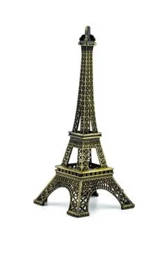 Statue of eiffel tower isolated on white background Stock Photos
