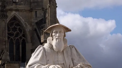 Statue Exeter Devon England city centre cathedral architecture UK 4K Video stock 114649950