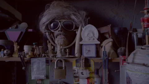 Statue of a face in the workshop Stock Footage 278995796