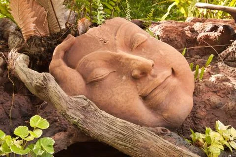 Statue faces like men. Stock Photos