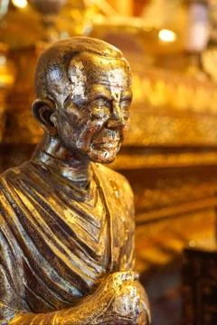 Statue of famous monk names "Somdet Toh" or "Somdet Budhacariya (Toh Brahmara Stock Photos