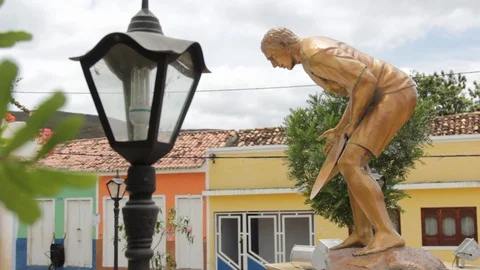 Statue of a farmer Video stock 128077369