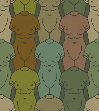 Statue of female torso military pattern seamless. Sculpture of antiquity fe.. Stock Illustration