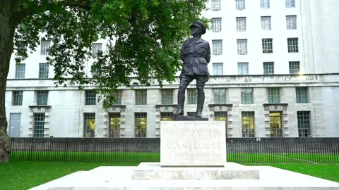 Statue Field marshal  Lord alanbrooke in london uk Stock Footage 220051760