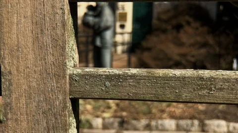 Statue of fireman rescuing child.
Pan up through bench to statue in front Stock Footage 104973902