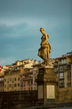 Statue with Florence on the background Stock Photos