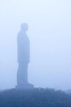 Statue in fog Stock Photos