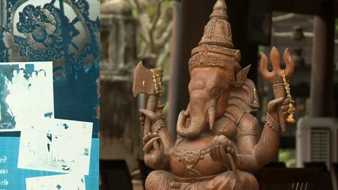Statue of four-armed Ganesh Stock Footage 120035897