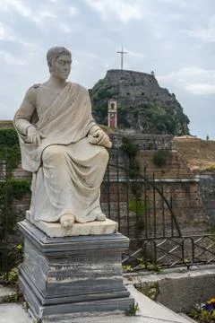 Statue to Frederick North in Corfu Stock Photos