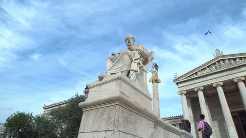 Statue in front of the Academy Of Athens Stock Footage 97839060