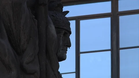 Statue in front of building at Buenos Aires Stock Footage 102312824