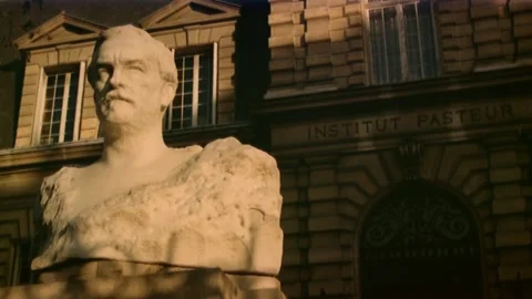 A statue in front of the Institut Pasteur in Paris, France. Stock Footage 163175114