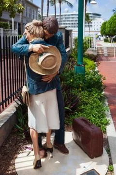 Statue in front of  the Key West Custom House Museum Stock Photos