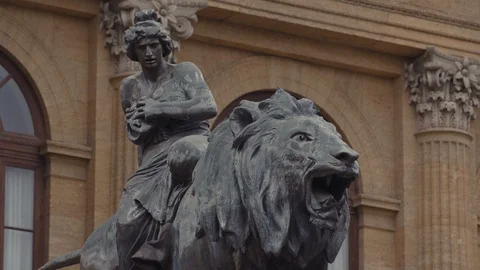 Statue on the front of Teatro Massimo, Palermo Stock Footage 88613119