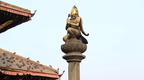 Statue of Garuda in front of the temple Stock Footage 58572200