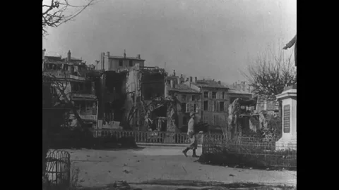 Statue of general chevert leaves untouchable by German cannon at Verdun - 1916 Stock Footage 83659794