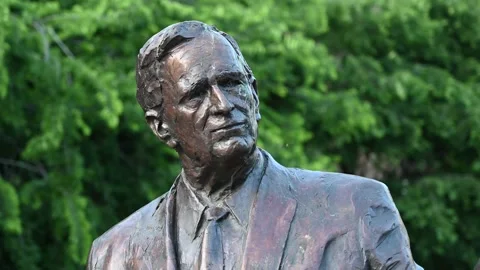 Statue of George Bush in Budapest. Stock Footage 311647450