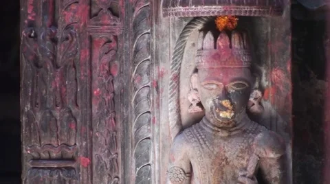 Statue of a god in an indian temple Stock Footage 52196641