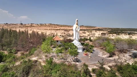 The Statue of the Goddess in All Its Glory from Above Stock Footage 238716755