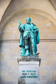 Statue of Graf V Tilly at the Odeonsplatz - Feldherrnhalle in Munich, Germany. Foto stock