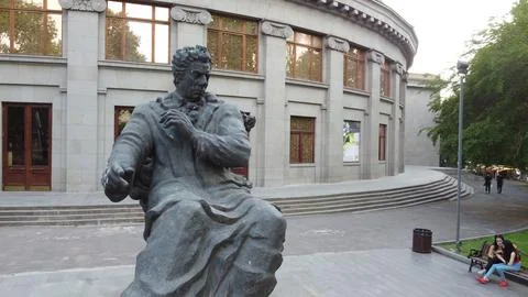 Statue of Great Armenian Composer Aram Khachaturian in Yerevan Stock Photos