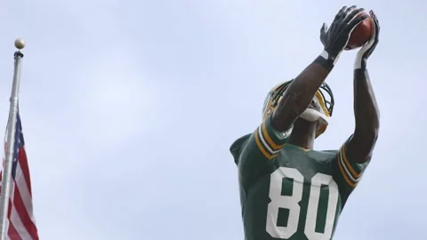 Close-up of Waving Flag with Green Bay Packers NFL American