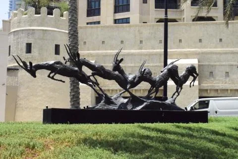 Statue of group Of Deer. 스톡 사진