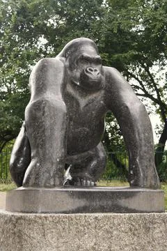 Statue of Guy the gorilla, Crystal Palace Park, London, United Kingdom. Stock Photos