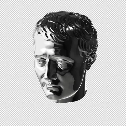Statue Head Chrome Rotate Loop Video stock 237992120