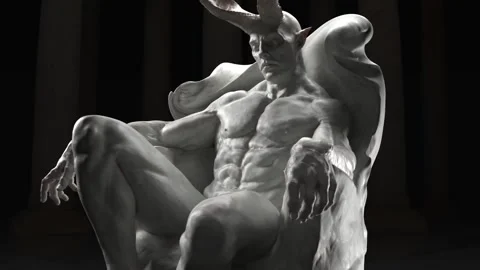 Statue of horned satan is destroyed Stock Footage 292230236
