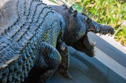 Statue of a huge crocodile Stock Photos