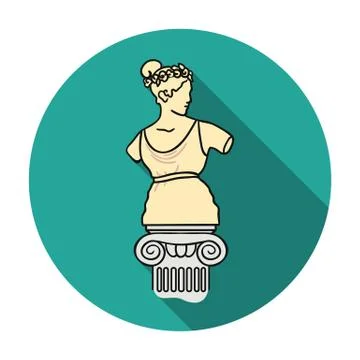 Statue icon in flat style isolated on white background. Museum symbol stock Stock Illustration