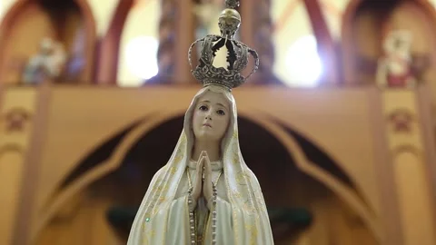 Statue of the image of Our Lady of Fatima Stock Footage 193161175