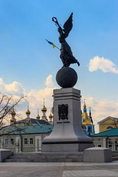 Statue of Independence on Constitution Square in Kharkiv, Ukraine Stock Photos