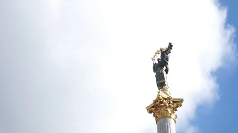 Statue at Independence Square in Kiev Stock Footage 49410196