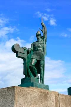 Statue of ingolfur arnarson Stock Photos