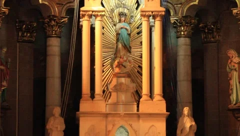 Statue inside cathedral in Mazatlan, Mexico Stock Footage 1123201
