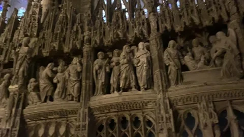 Statue inside the cathedrale of Chartres Stock Footage 217359444