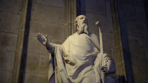 Statue Inside The Notre Dame Cathedral In Paris, France Stock Footage 158679034